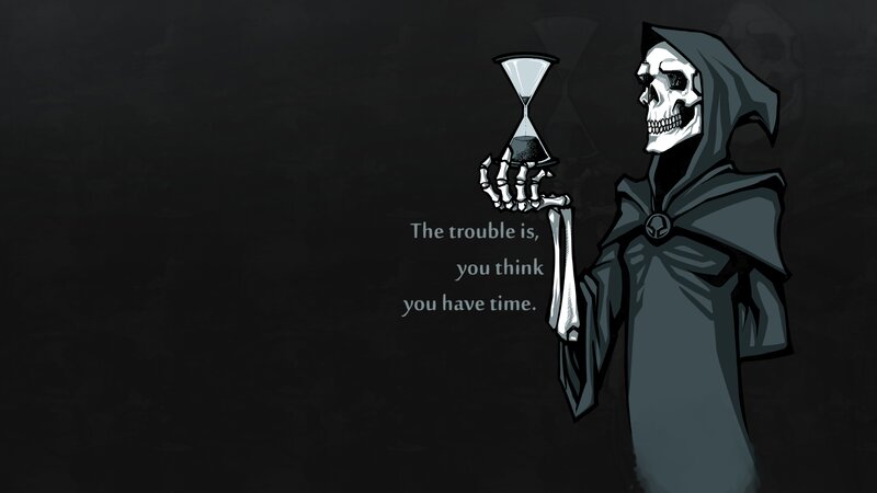 Skeleton Holding Hourglass