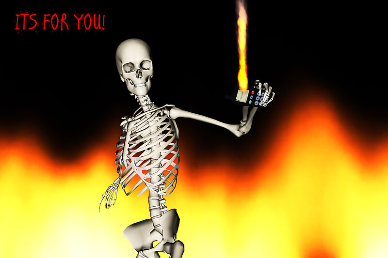Skeleton Holding Phone