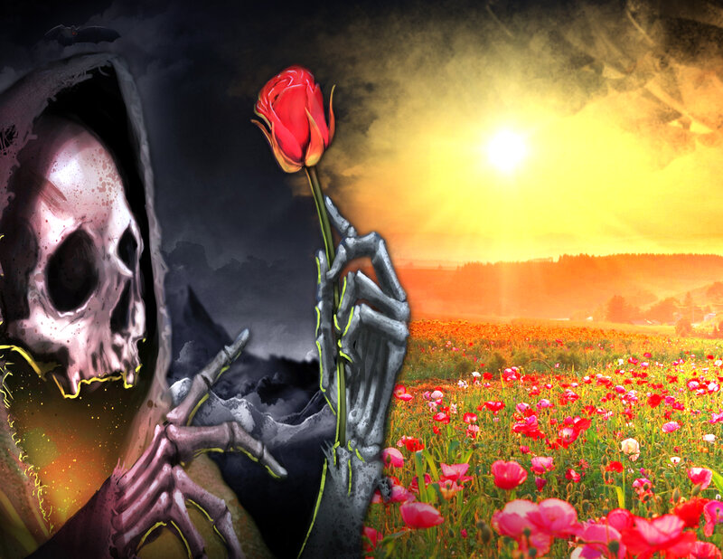 Skeleton Holding Rose