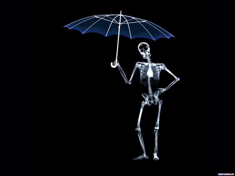 Skeleton Holding Umbrella
