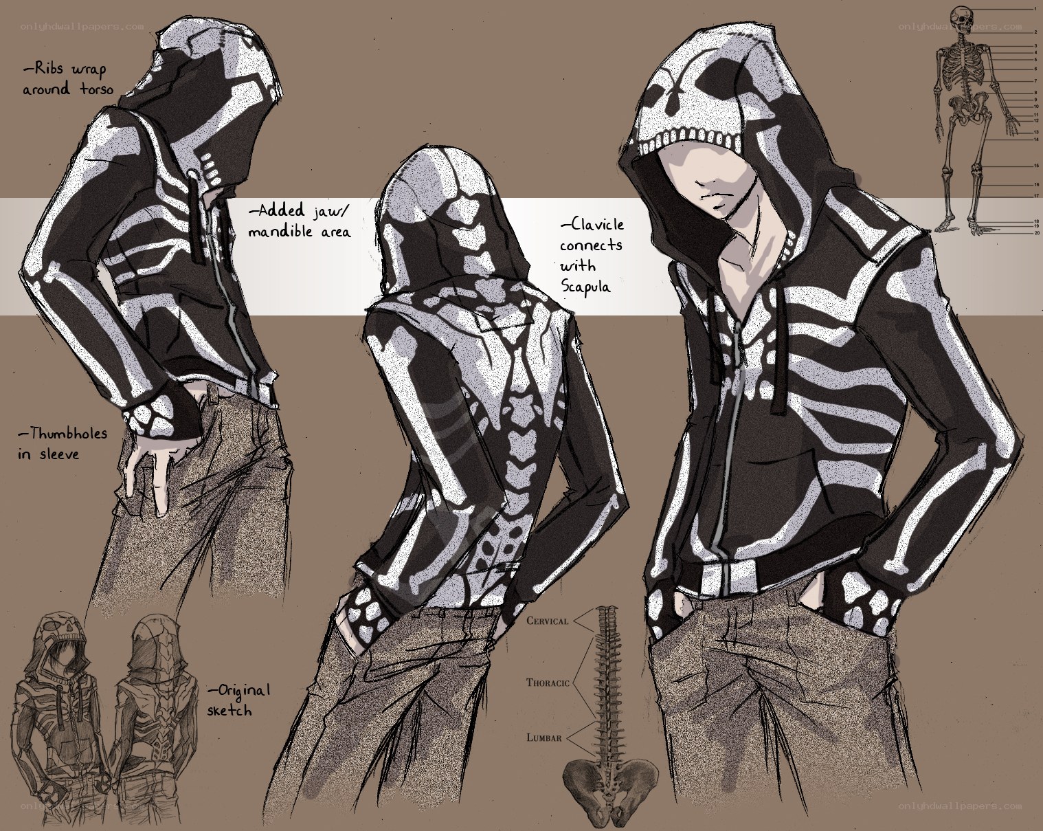 skeleton hoodie design study