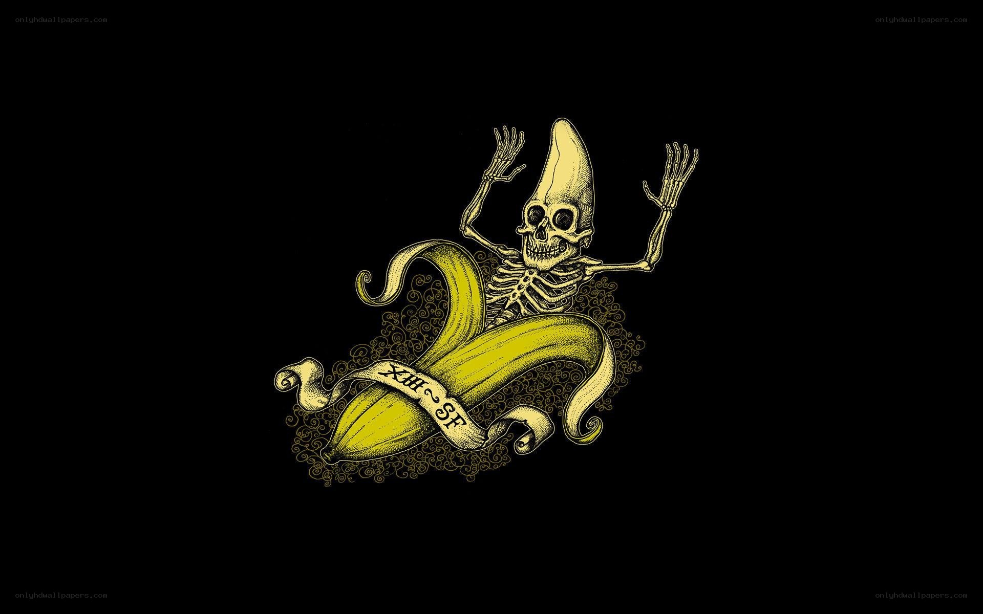skeleton in a banana peel