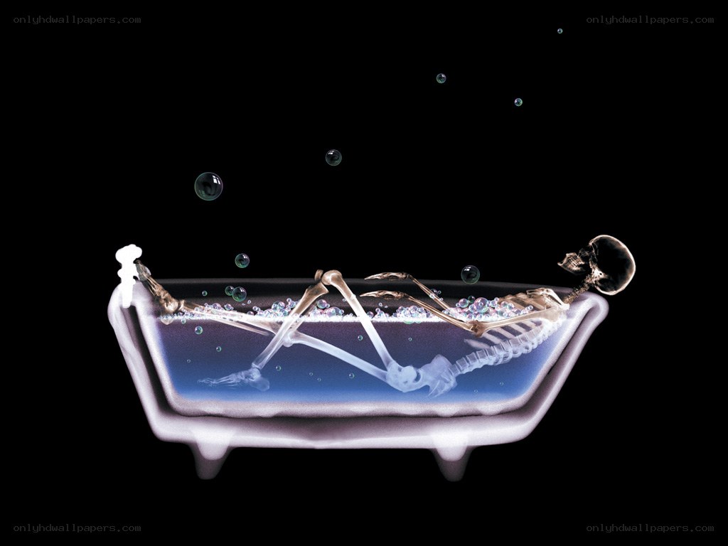 skeleton in a bathtub