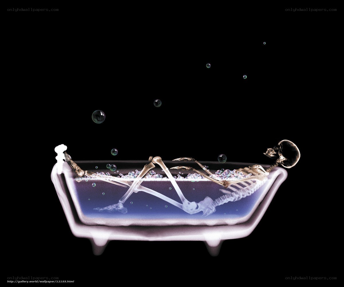skeleton in a bathtub