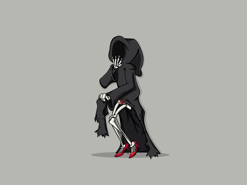 skeleton in a black cloak