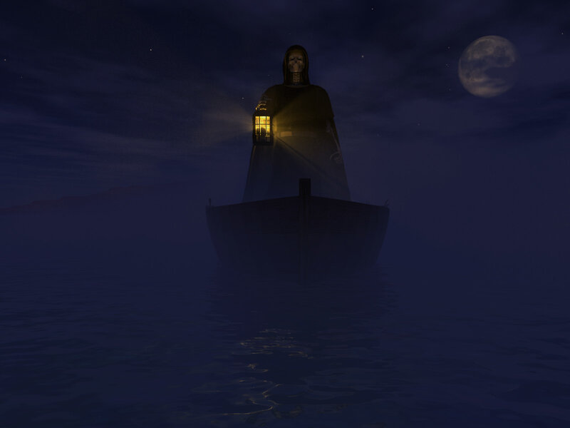 Skeleton in a Boat — Blue