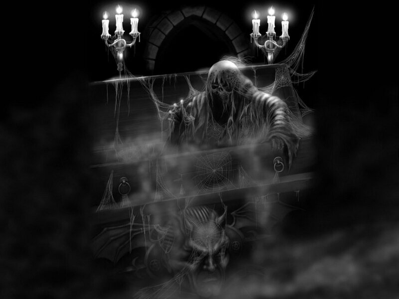 skeleton in a coffin