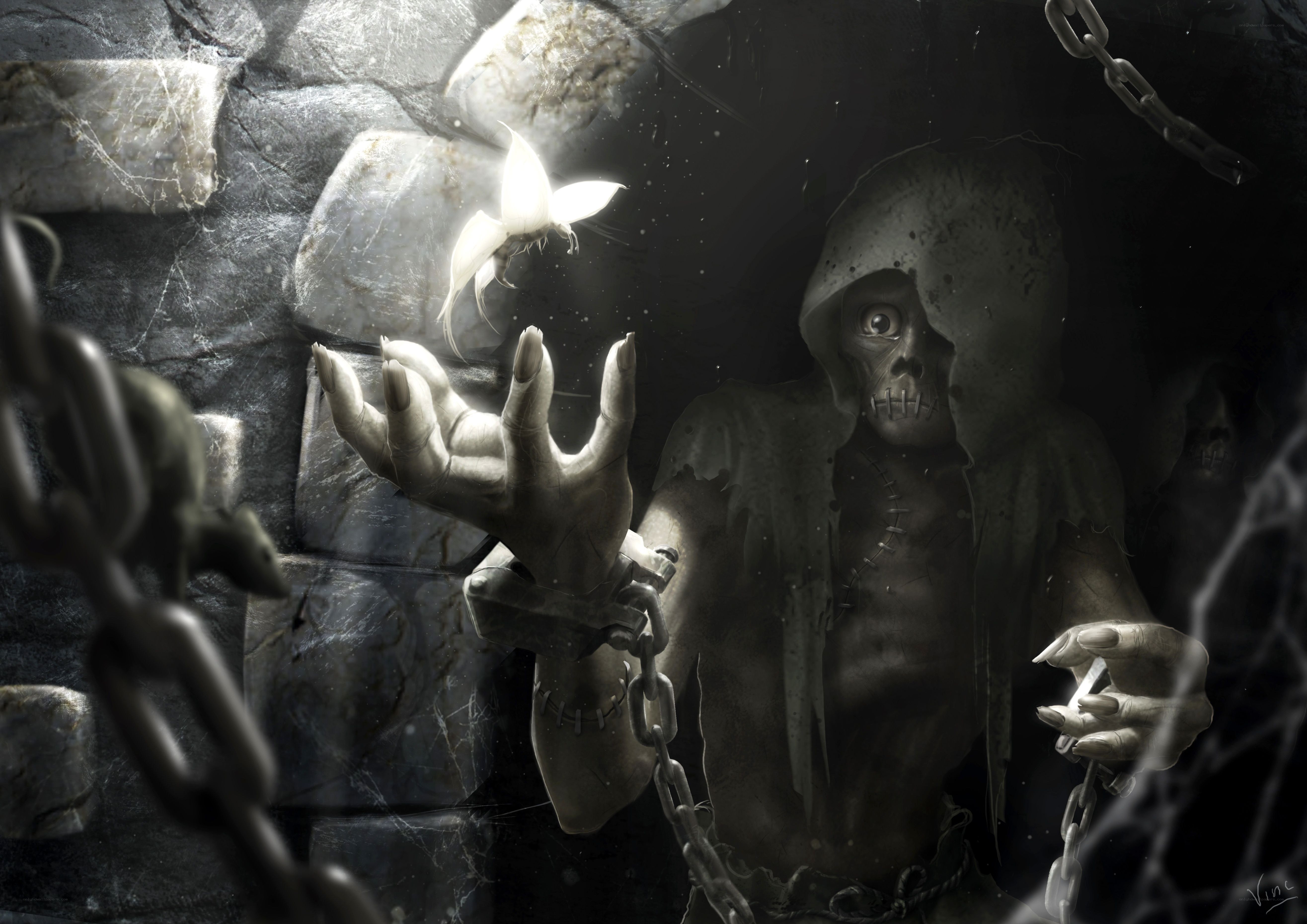 skeleton in a dungeon
