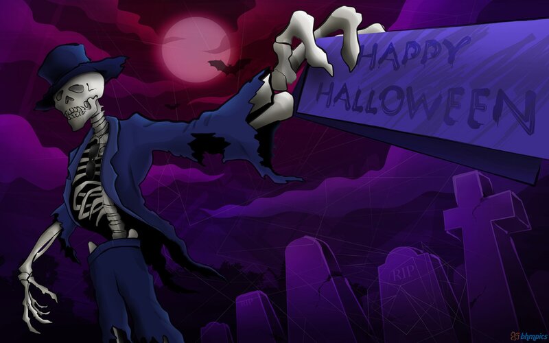 Skeleton in a Graveyard — Purple