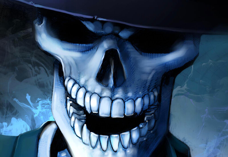 Skeleton in a Hat — Blue