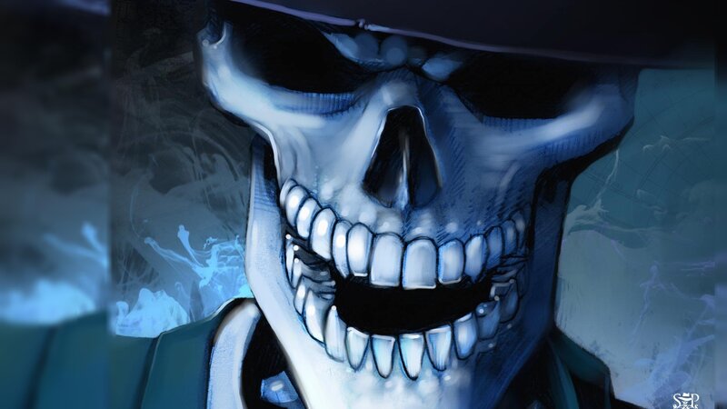 skeleton in a hat
