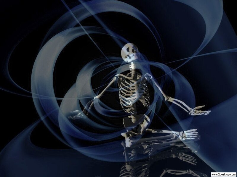 skeleton in a meditative pose