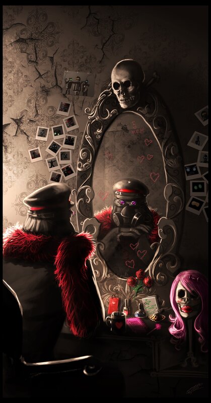 Skeleton in a mirror