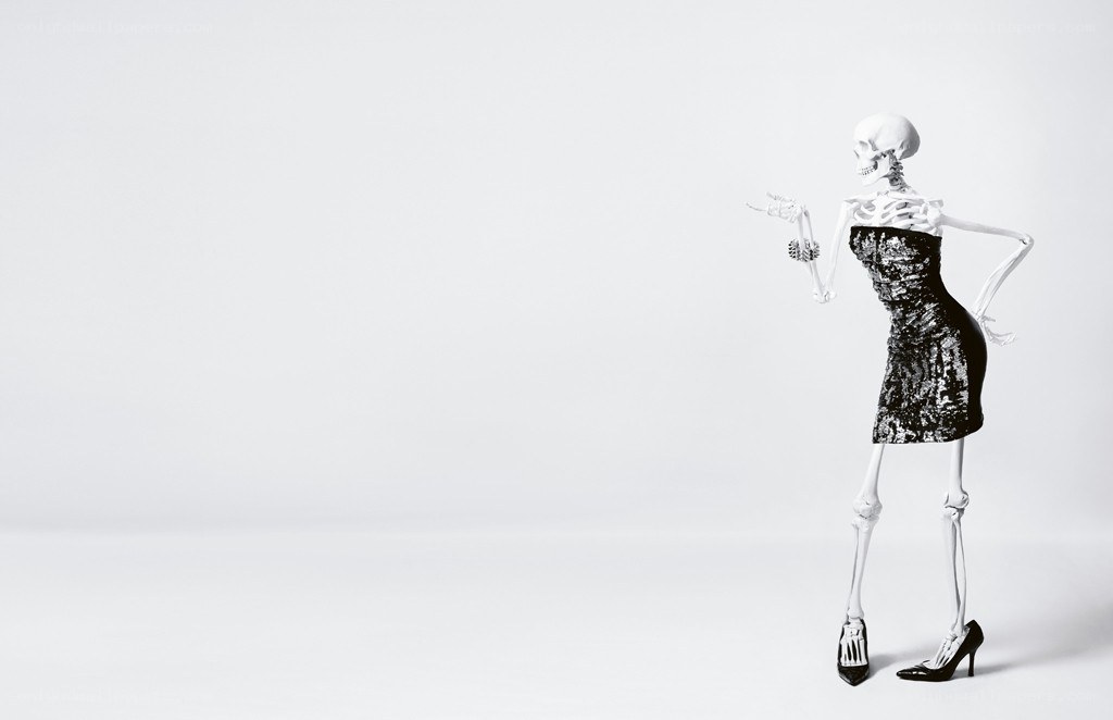 skeleton in a sequin dress