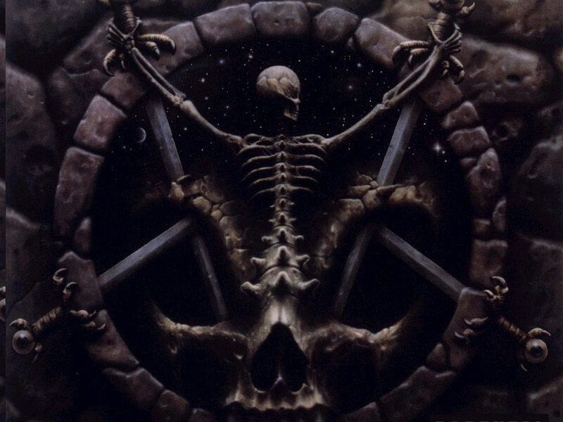 skeleton in a stone arch