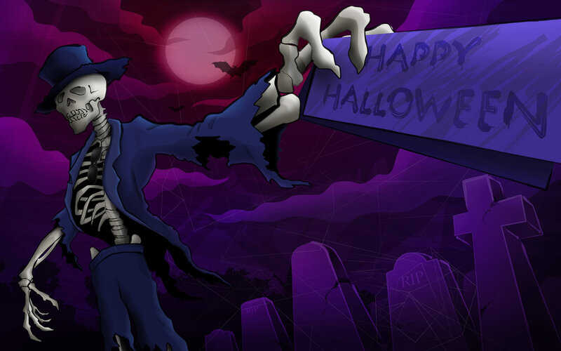 Skeleton in a Suit — Purple, Spooky