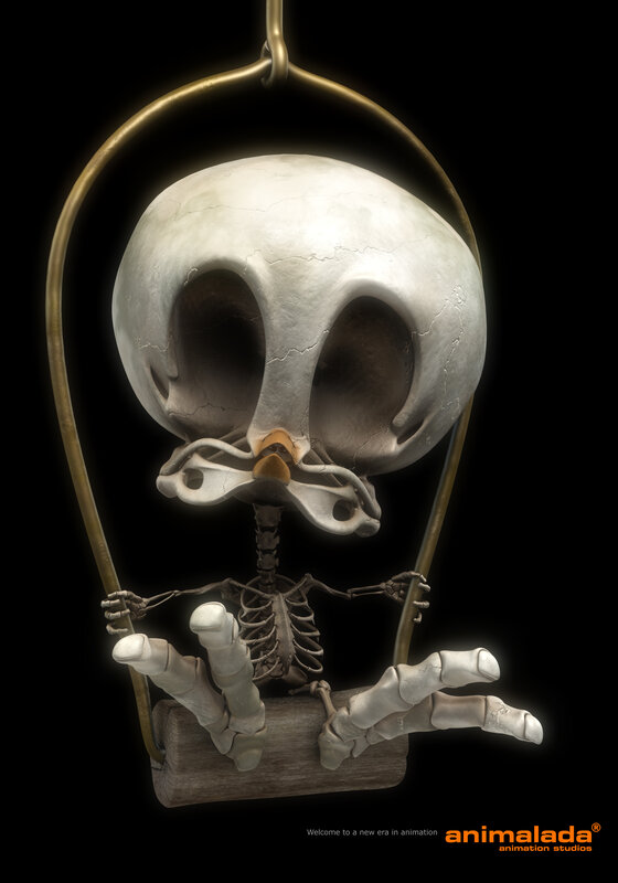 skeleton in a swing