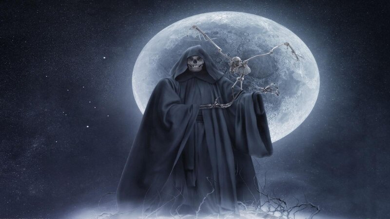 Skeleton in Black Cloak — Dramatic