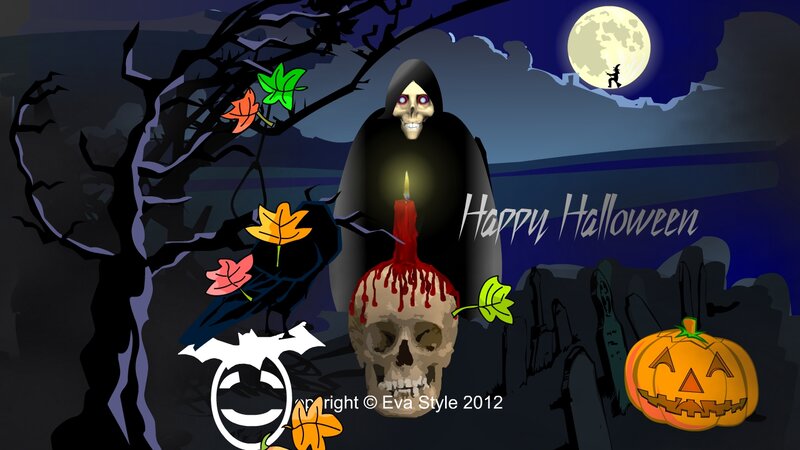 Skeleton in Black Cloak — Spooky, Night, Digital Art
