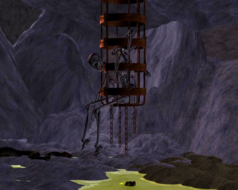 Skeleton in Cage — Purple