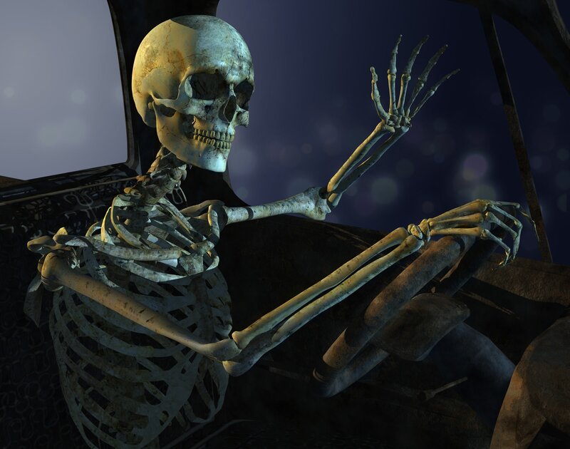 Skeleton in Car — Gray
