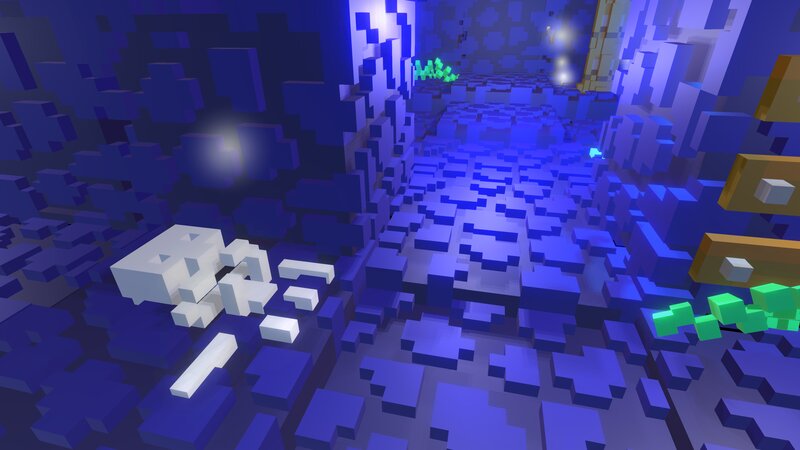 Skeleton in Cave — Blue, Dark, Mysterious