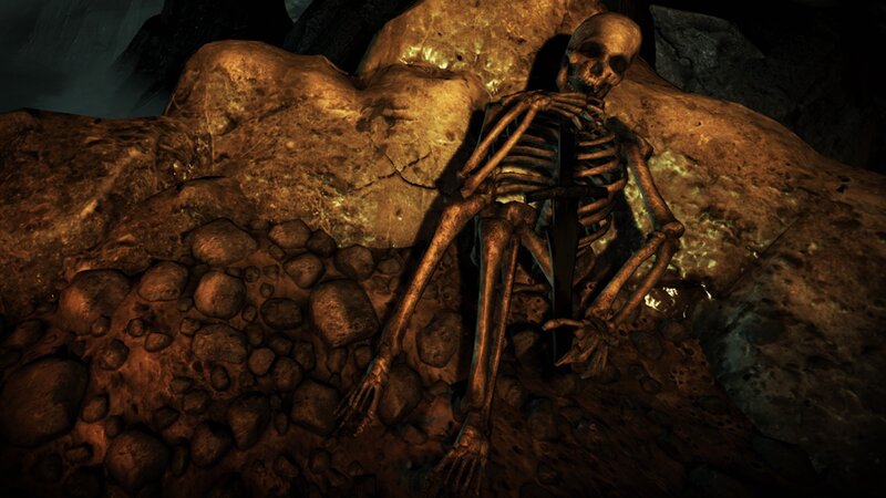 Skeleton in Cave — Brown, Dark, Eerie