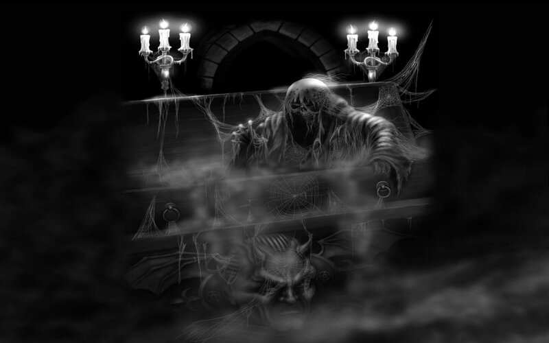 Skeleton in Coffin — Black, Dark