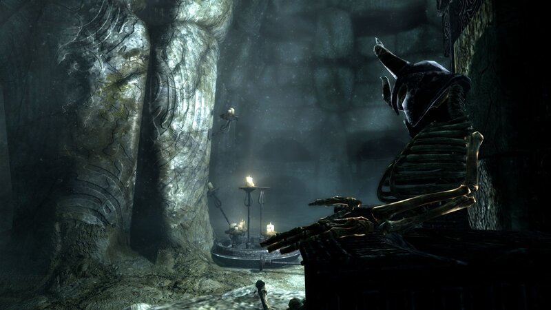 Skeleton in Dark Cave — Gray