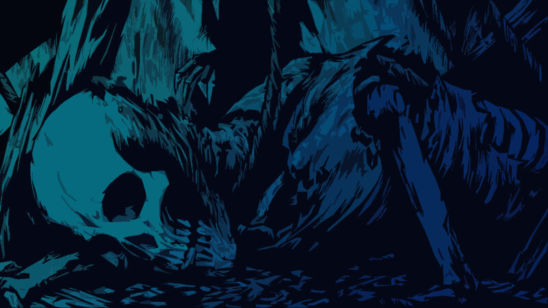 Skeleton in Dark Cave