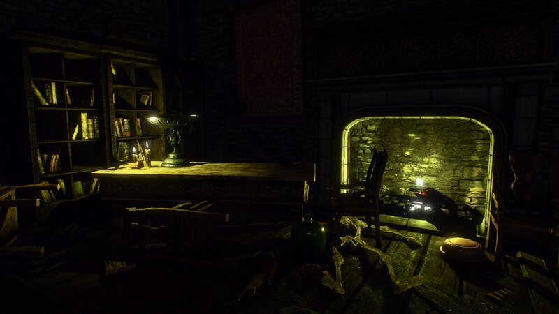 Skeleton in Dark Room