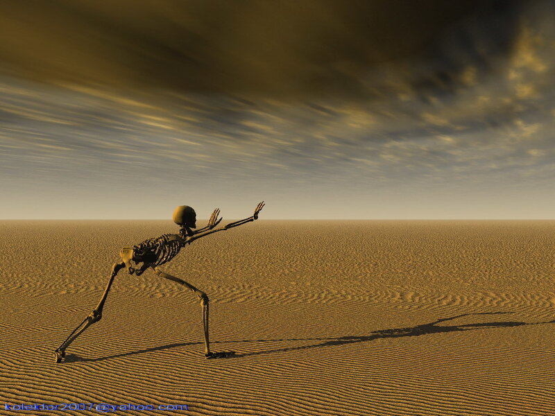 Skeleton in Desert — Brown, Dramatic