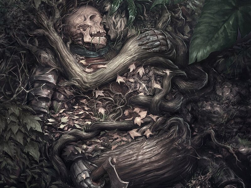 Skeleton in Forest — Green, Dark