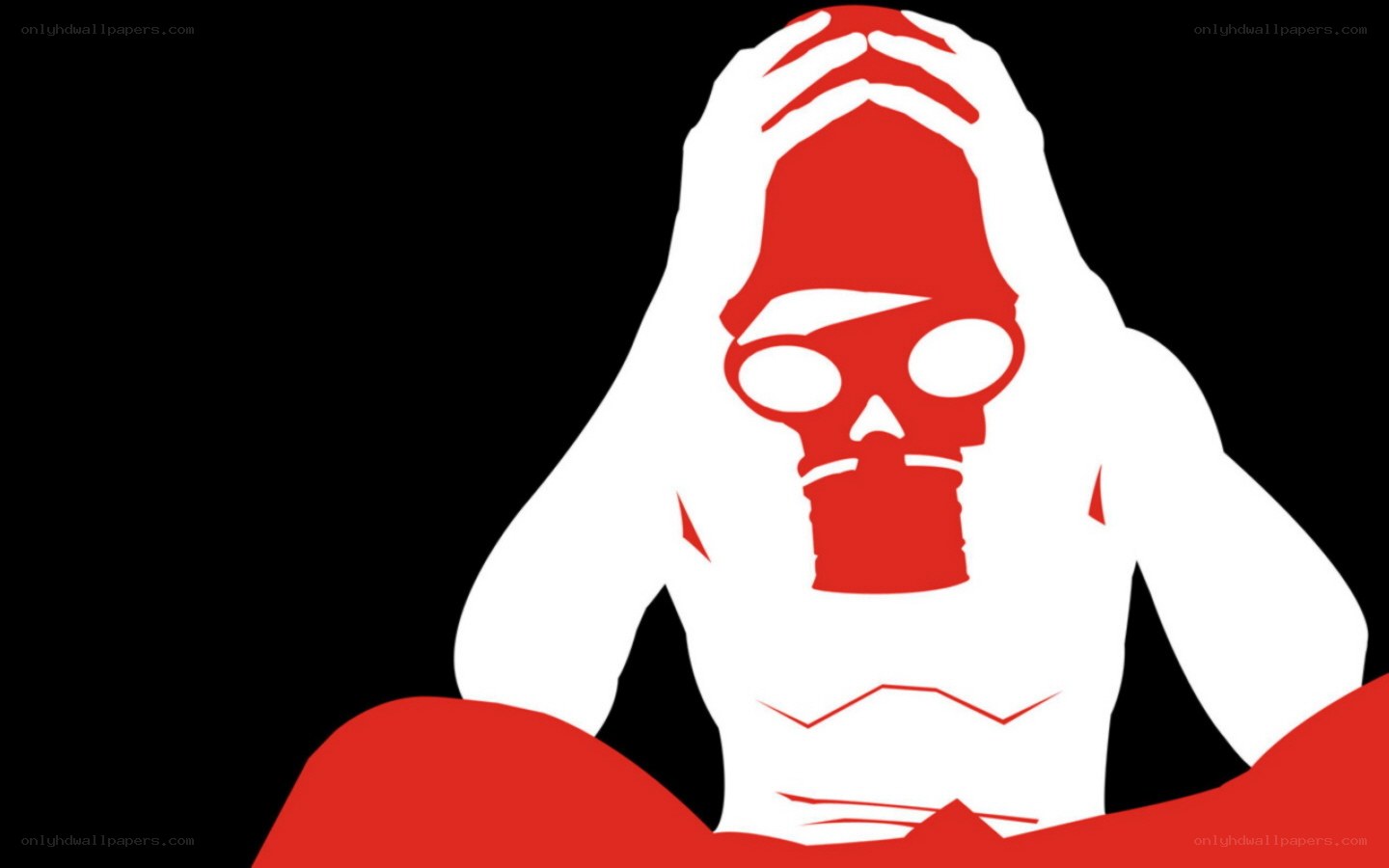 skeleton in gas mask