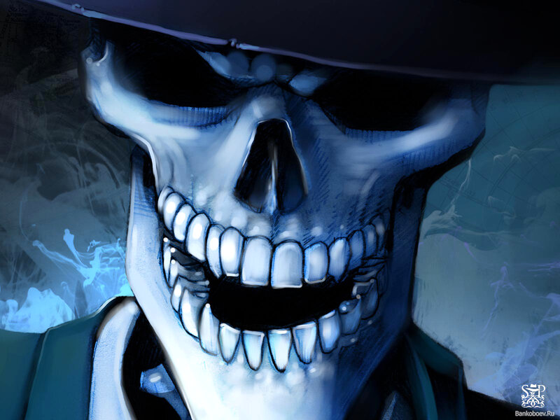 Skeleton in Hat — Blue