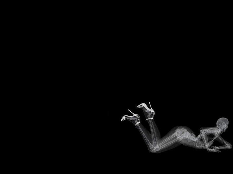 Skeleton in High Heels — White, Dramatic