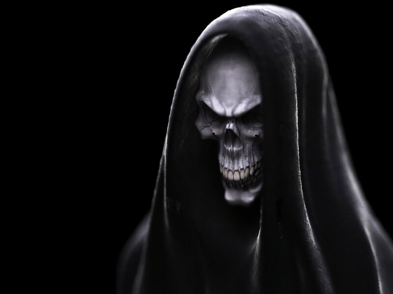 Skeleton in Hooded Cloak — Black