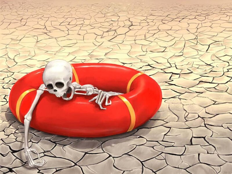 skeleton in life preserver