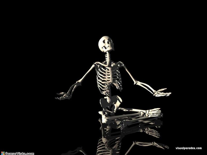 skeleton in meditation pose