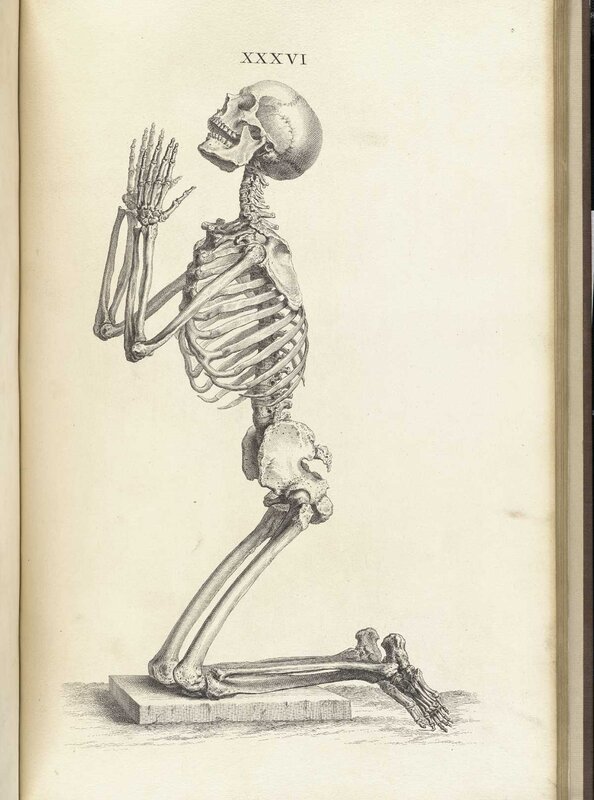 skeleton in prayer pose