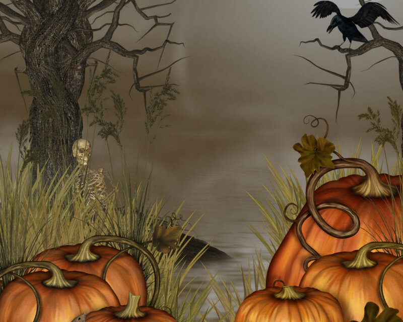 Skeleton in Pumpkin Patch