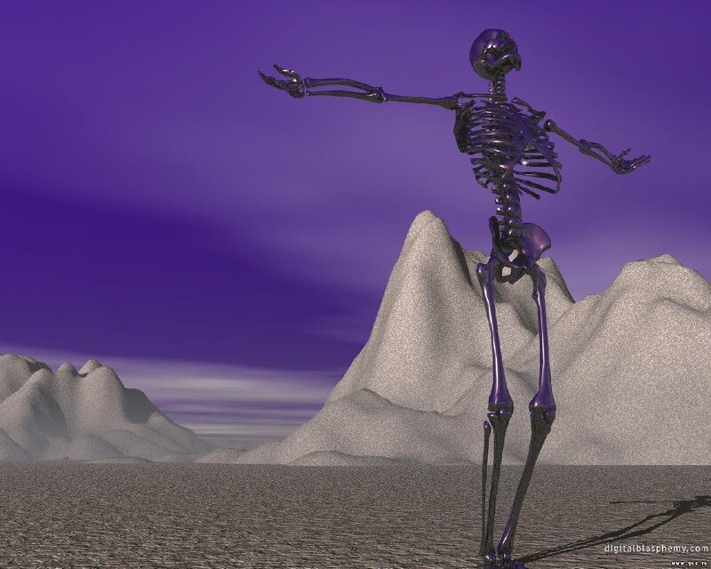 skeleton in purple desert
