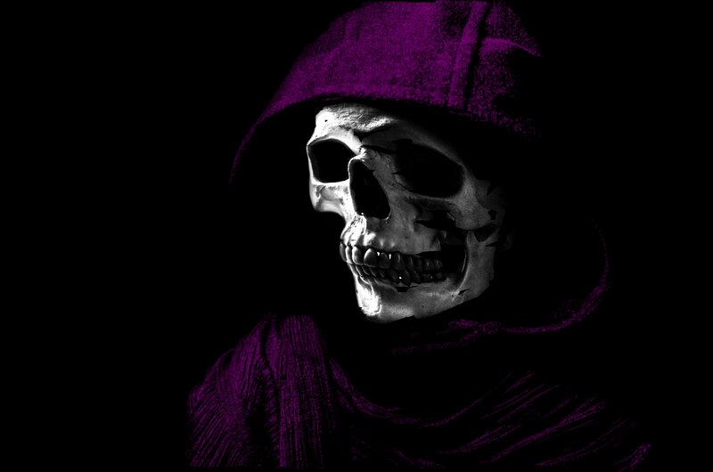 Skeleton in Purple Hood — Dark