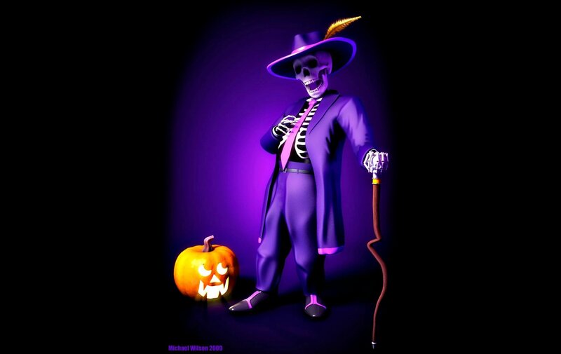 Skeleton in Purple Suit