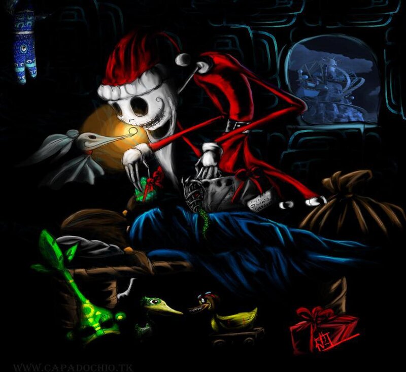 Skeleton in Santa Hat