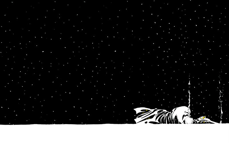 skeleton in the snow