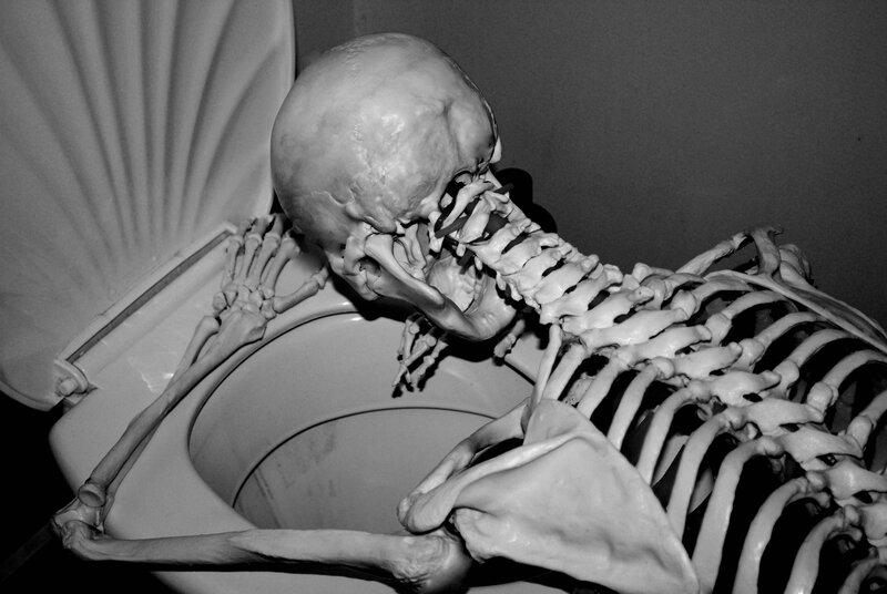 Skeleton in Toilet
