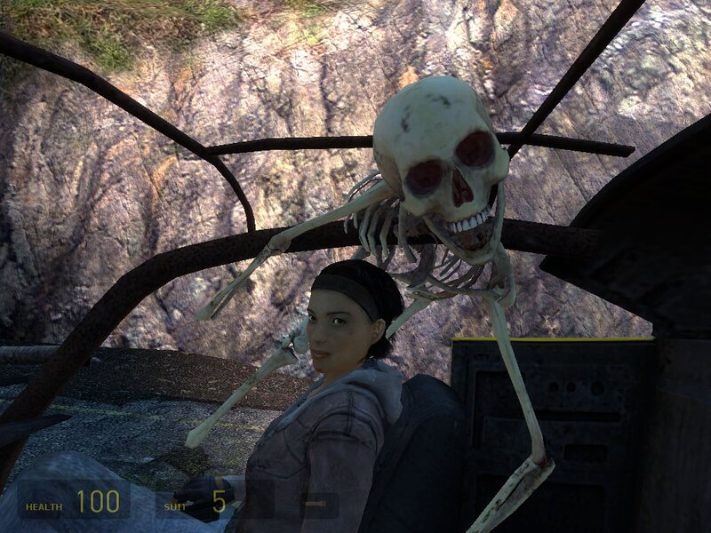 skeleton in vehicle interior