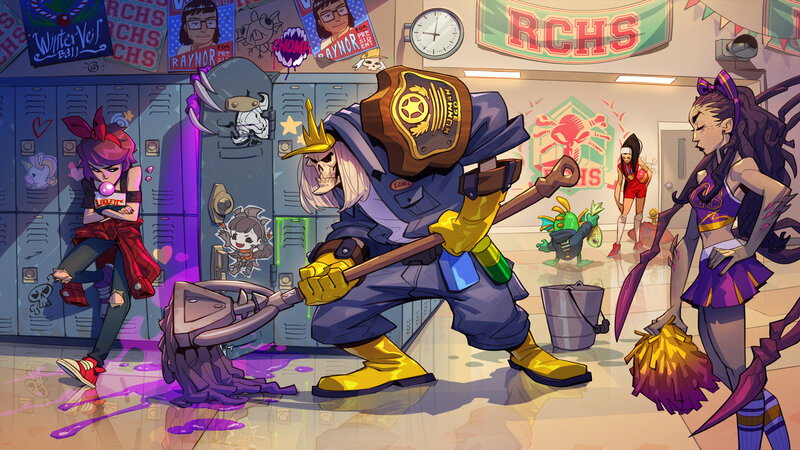 Skeleton Janitor Cleaning