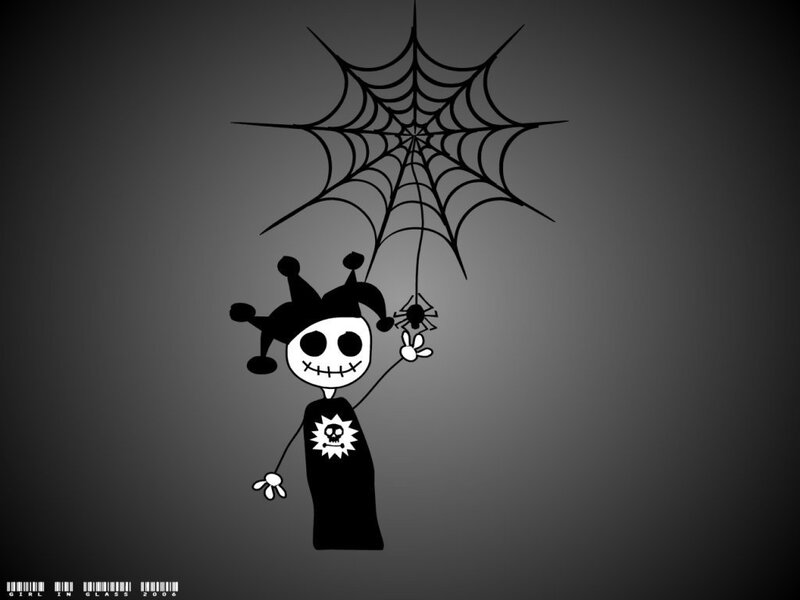 skeleton jester with spiderweb